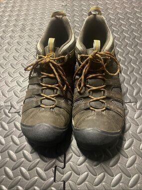 keen flint low mens size 13 shoes brown leather steel toe work sneakers